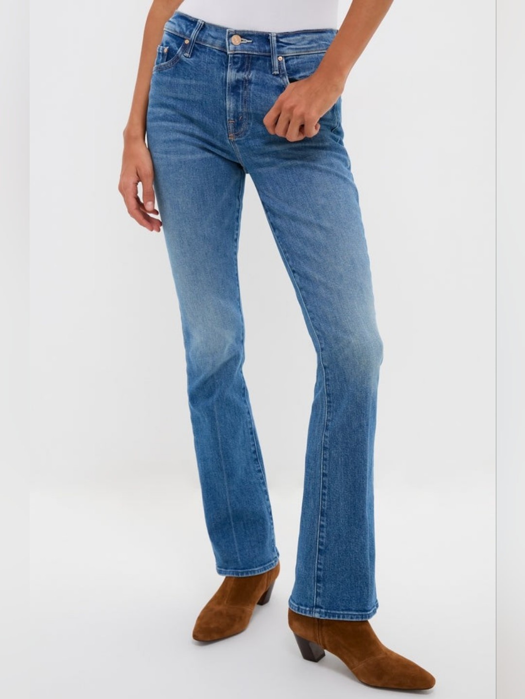 $334 Nwt Mother Hokey Pokey The Outsider Sneak Jeans Size 26
